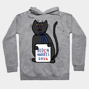 Cat with Biden Harris 2024 Sign Hoodie